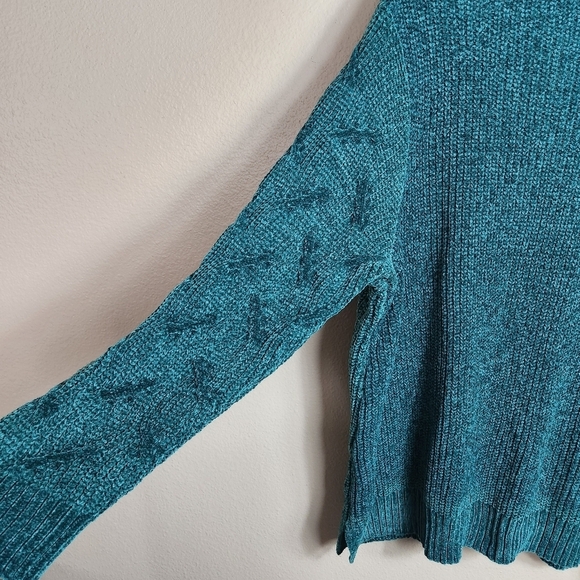 Soft Surroundings Womens Emerald Green Chenille V-Neck Tunic Sweater |1X| - Picture 6 of 7